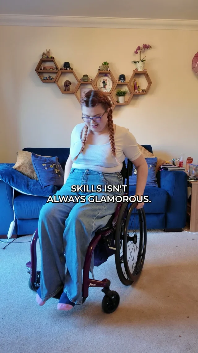 Learning new wheelchair skills isn’t always glamorous.

It starts in my living room, with a sofa behind me just in case I fall.
Just me, my wheels, and a whole lot of wobbling.

Wheelies aren’t just for show.
They are actually a really useful skill.

They help you tip your chair safely over curbs, lips, or uneven ground.
But learning to do them confidently takes time.

There were a lot of almosts,
and more than a few not quites.

But slowly, my confidence started to build.

I began using wheelies in real-life situations.
Getting over a lip.
Navigating a dropped curb.
Adjusting in a tight space.

There is still more to learn.
But every little win matters.

Because disabled people don’t just deserve access.
We deserve the skills and support to navigate it on our own terms.

What other manual wheelchair skills should I learn?
If you use a manual wheelchair, how did you find adapting to it?
And if you are not a wheelchair user, did you realise learning these skills was a thing?

Let me know in the comments.

#WheelchairSkills #DisabledLife #Accessibility