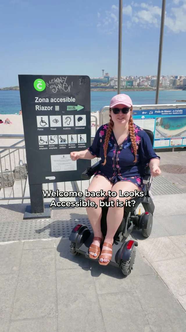 Welcome back to Looks Accessible But Is It?

This beach in La Coruna, Spain was listed online as having accessible features, including accessible toilets, showers and a beach wheelchair. Unfortunately, when we arrived, we discovered the accessible beach programme didn't start for another five days.

The accessible route, toilets and showers were all there, but disabled people couldn't actually use the beach that day. As the path was blocked off and the facilities were locked.

I can understand not running some services in the middle of winter, but disabled people exist all year round and deserve equal access all year round.

Have you ever arrived somewhere that was advertised as accessible, only to find out it wasn't actually available when you got there? Let me know in the comments.

Share this with people to help them understand that just because somewhere says it's accessible, doesn't always mean that it actually is.

#DisabilityAwareness #Accessibility #WheelchairUser