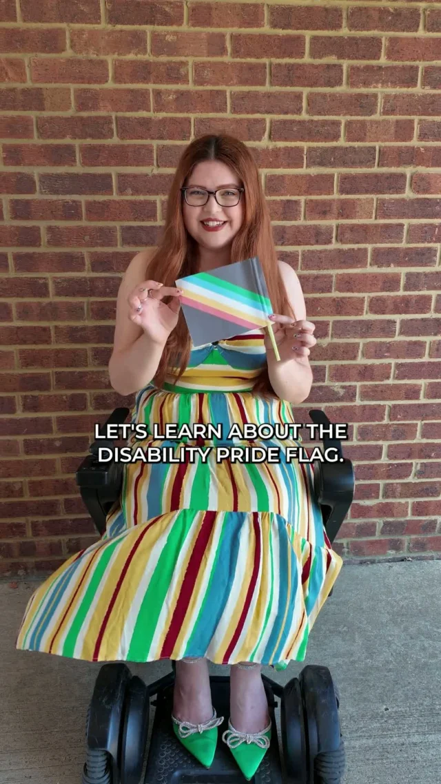 Let’s learn about the Disability Pride Flag!

The original flag, created in 2019 by Ann Magill, had zigzag lines and bright colours to reflect how disabled people navigate a world not built for us. But it caused issues for people with migraines, epilepsy and some neurodivergent folk, especially on screens.

It was a reminder that even within our own community, we’re still learning. And Ann listened. In 2021, she worked with disabled people to redesign the flag into the version we use today.

The current flag features:
🟩 Green – sensory disabilities (like blindness and deafness)
🟦 Blue – mental illness & psychiatric disabilities
⬜ White – invisible and undiagnosed disabilities
🟨 Yellow – cognitive and intellectual disabilities, including neurodivergence
🟥 Red – physical disabilities
⬛ A charcoal background – to honour those we’ve lost to their conditions, ableism, and inaccessibility.

The stripes are parallel to represent solidarity across one of the world’s most diverse minority groups.

What does Disability Pride Month mean to you?
Will you be flying or displaying the Disability Pride Flag this July, in your home, school or workplace? Let me know in the comments!

Video Description:
A disabled woman with auburn hair, Jenni, is sat in her electric wheelchair wearing a multicoloured dress. She speaks directly to camera, explaining the meaning and design of the Disability Pride Flag. She describes the significance of each colour and the charcoal background. The tone is warm and educational. 

#DisabilityPrideMonth #DisabilityPrideFlag  #DisabilityAwareness